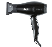 Фен DEWAL SIMPLE, черный, вес 550гр, размер 17см, 2000Вт,ионизация,2нас,провод 3м