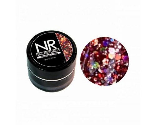 NR Гелевая краска DISCO SHINE 6 с крупными шестигранниками (7 мл)