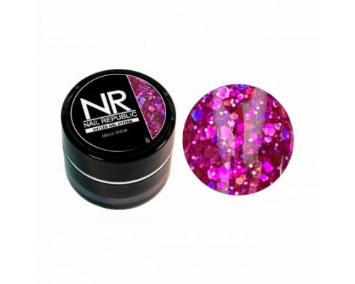 NR Гелевая краска DISCO SHINE 8 с крупными шестигранниками (7 мл)