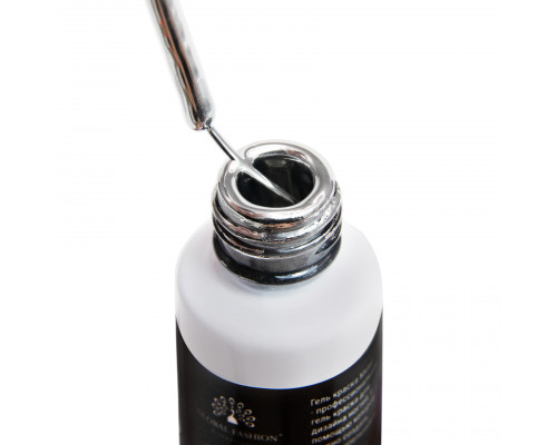 Гель-краска с тонкой кистью METALLIC GEL, зеркальный эффект, GLOBAL FASHION, SILVER, 10 МЛ