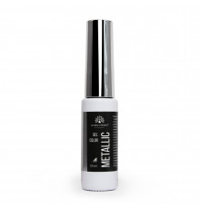 Гель-краска с тонкой кистью METALLIC GEL, зеркальный эффект, GLOBAL FASHION, SILVER, 10 МЛ