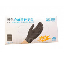 Перчатки Wally Plastic XS черные, 50пар