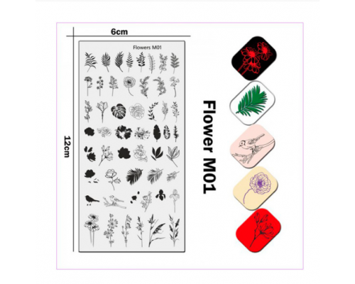Пластина для стемпинга Flower M01 6*12