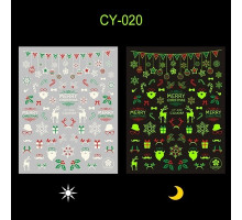 Наклейки новогодние светящиеся CY-020 на клейкой основе