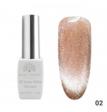 Гель-лак 002 3D Snow White Cat eyes Global Fashion 8ml