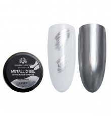 Гель-краска METALLIC GEL, зеркальный эффект, GLOBAL FASHION, SILVER 5 гр