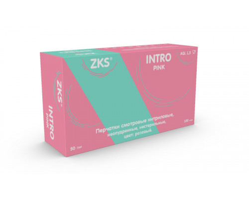 Перчатки ZKS нитриловые М INTRO розовые, 50пар