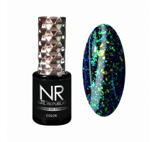 NR Гель-лак GALAXY 2 с хлопьями, Green-blue (10 мл)