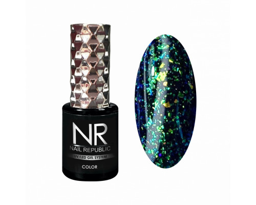 NR Гель-лак GALAXY 2 с хлопьями, Green-blue (10 мл)