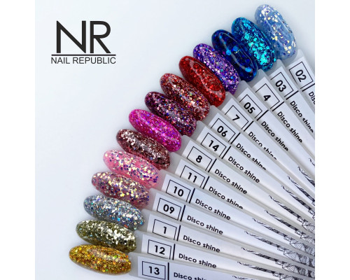 NR Гелевая краска DISCO SHINE 1 с крупными шестигранниками (7 мл)