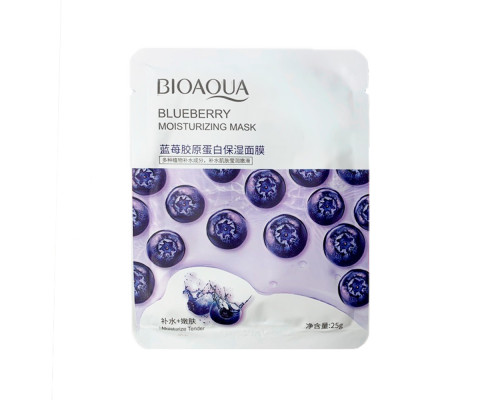 Маска для лица тканевая с экстрактом черники. Увлажняющая 25г. Bioaqua
